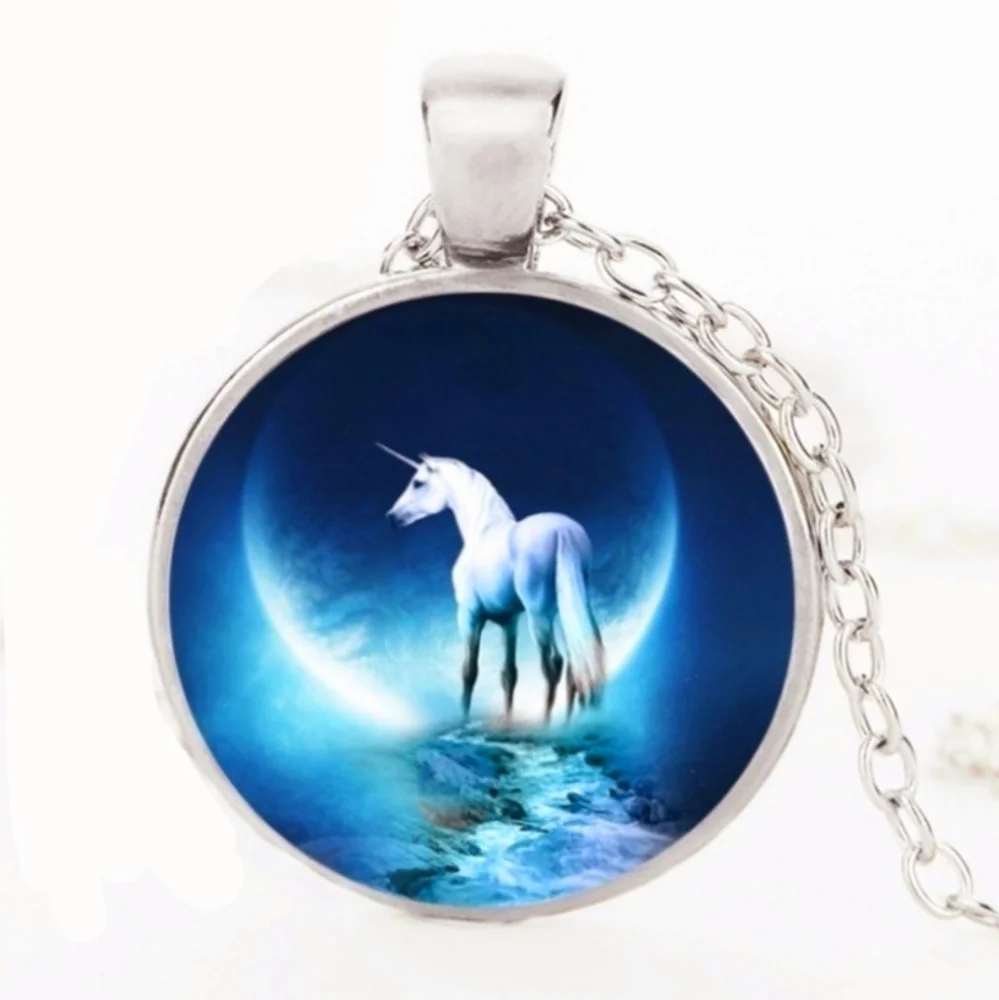 Unicorn Glass Pendant Necklace